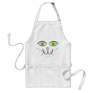 Cute Cat Ansikte på White Förkläde