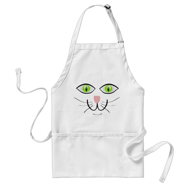 Cute Cat Ansikte på White Förkläde (Framsidan)