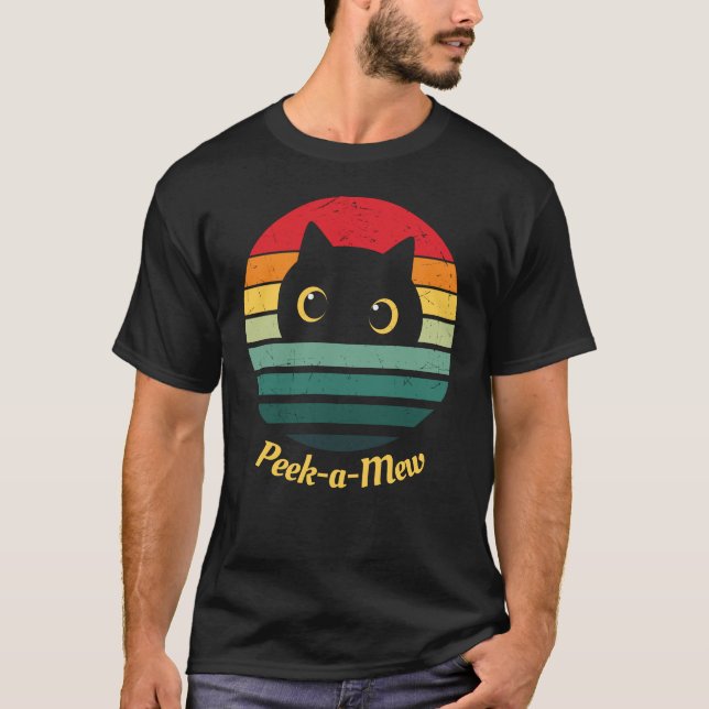Cute Cat Ansikte Peek a Mew T-Shirt (Framsida)