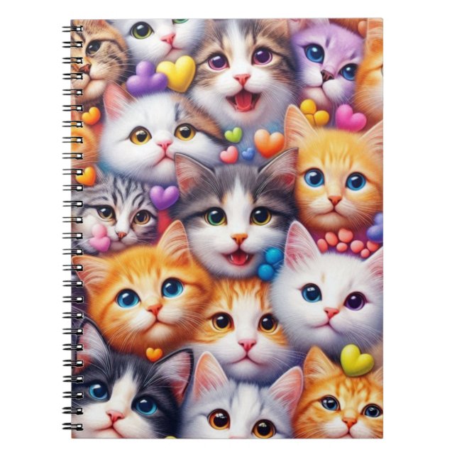 Cute Cat Ansikte Siral Notebook Anteckningsbok (Framsidan)