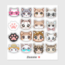 Cute Cat Ansikte Stickers
