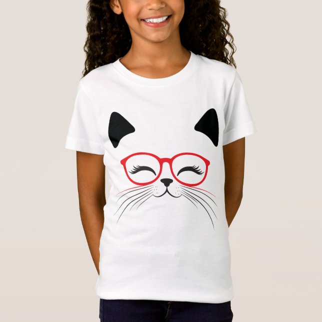 Cute Cat Ansikte T Shirt (Framsida)