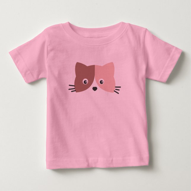 Cute Cat Ansikte T Shirt (Framsida)