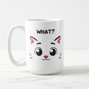 Cute Cat Ansikte "VAD"? Funny Expression Mugg