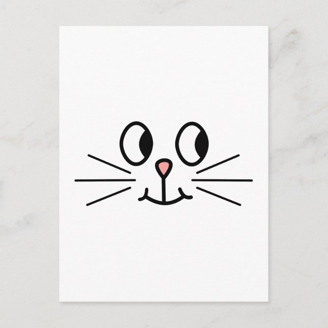 Cute Cat Ansikte. Vykort (Framsida)
