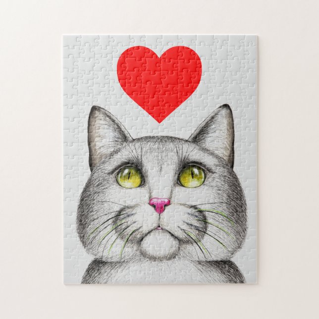 CUTE CAT ART JIGSAW PUZZLE PUSSEL (Vertikal)