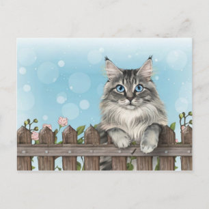 Cute Cat Art Kitten Funny Animal Cats Helg Vykort