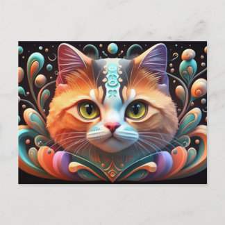 Cute Cat Art Kitten Funny Animal Cats Helg Vykort