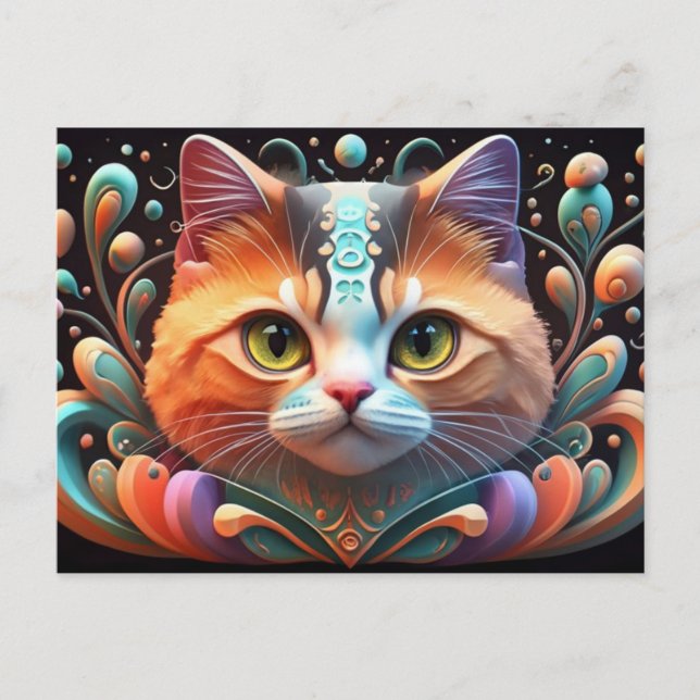 Cute Cat Art Kitten Funny Animal Cats Helg Vykort (Framsida)