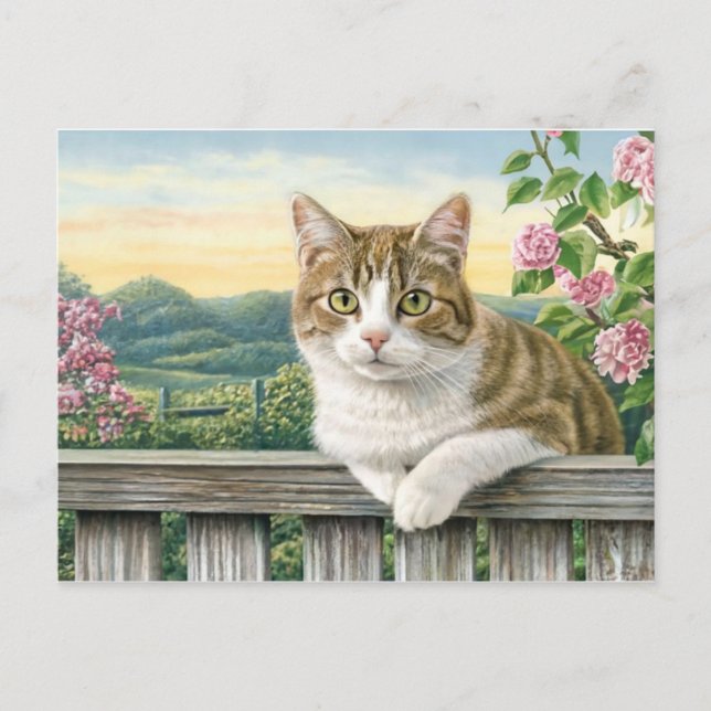 Cute Cat Art Kitten Funny Animal Cats Helg Vykort (Framsida)