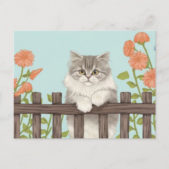 Cute Cat Art Kitten Funny Animal Cats Helg Vykort (Framsida)