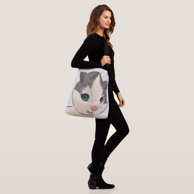 CUTE CAT ART KITTEN TOTE PURS AXELVÄSKA (På modell)