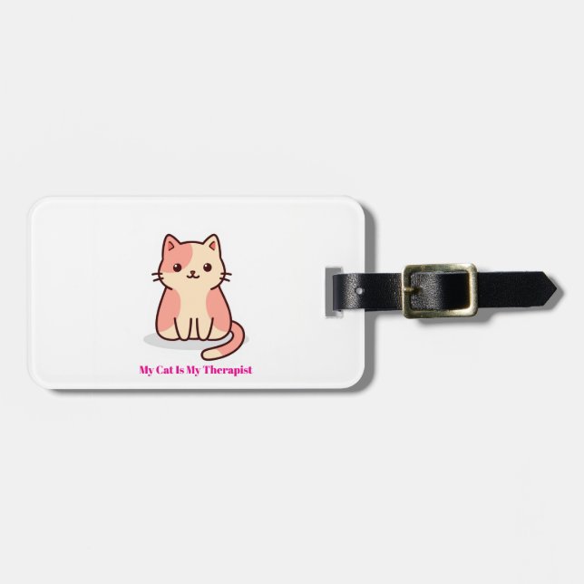Cute Cat Art Luggage Tags Bagagebricka (Horisontell Framsida)