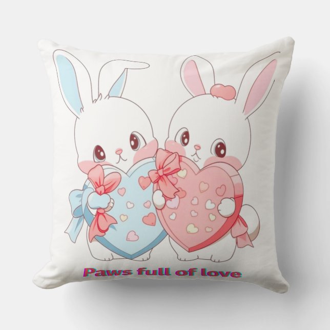 Cute Cat Art Pillow for Nursery, Kids’ Room  Kudde (Framsida)