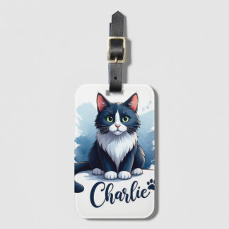 Cute Cat Artwork Luggage Tag – Gift for Pet Lovers Bagagebricka