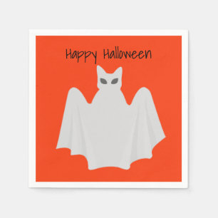 Cute Cat as a Ghost Halloween Pappersservett