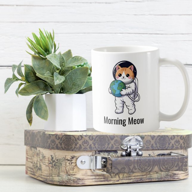 Cute Cat Astronaut Cat Mamma Djurälskare Anpassnin Kaffemugg (Skapare uppladdad)
