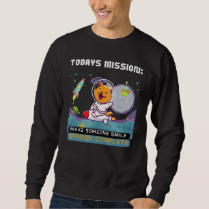 Cute Cat Astronaut med inspirationskvot av Lång Ärmad Tröja