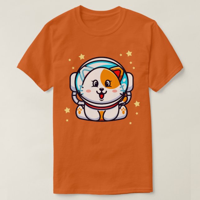 Cute Cat Astronaut Space Kawaii Chibi Kitten Pet T Shirt (Design framsida)