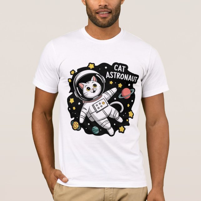 Cute Cat Astronaut T Shirt (Framsida)