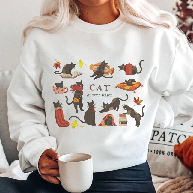 Cute Cat Autumn Season Hej Fall T Shirt (Skapare uppladdad)