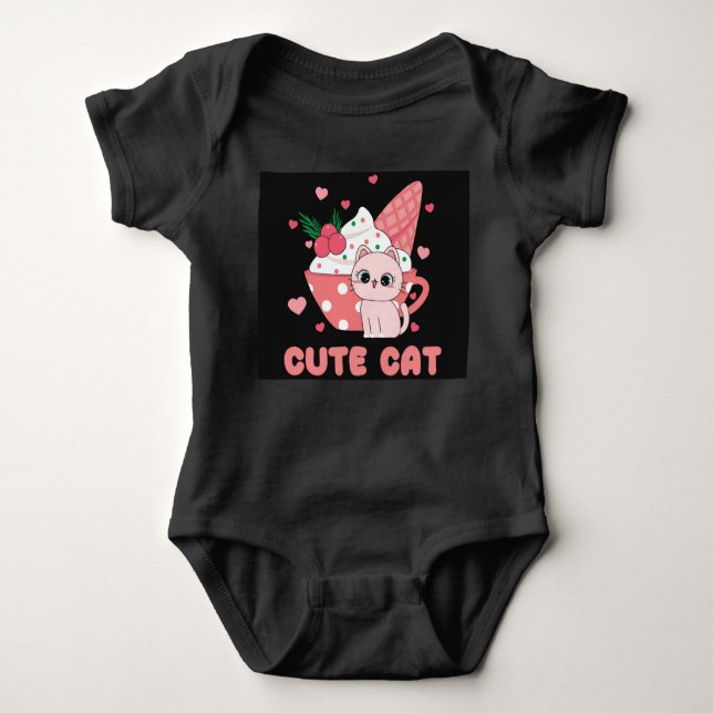 Cute Cat Baby Bodykostym T Shirt (Framsida)
