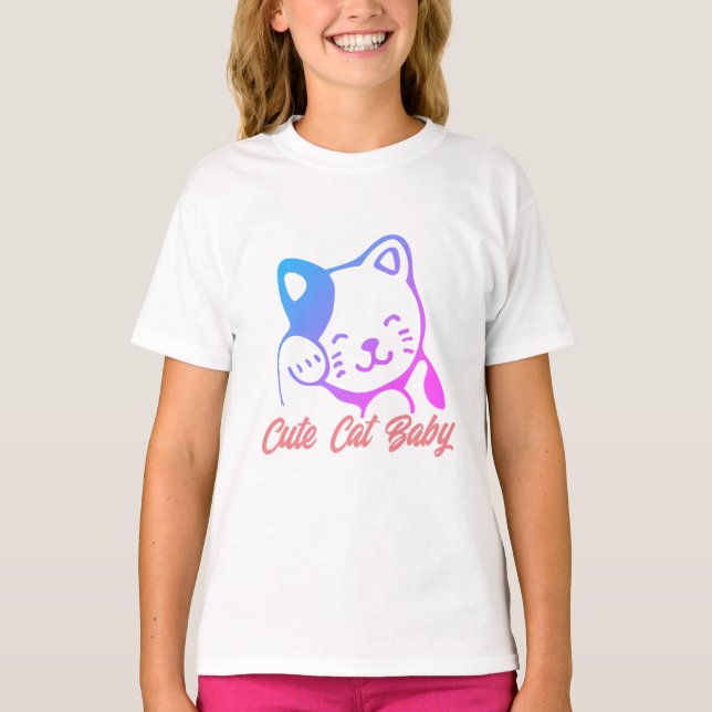 Cute Cat Baby T Shirt (Framsida)