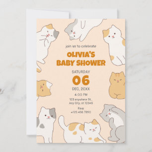 Cute cat-babydusch inbjudningar
