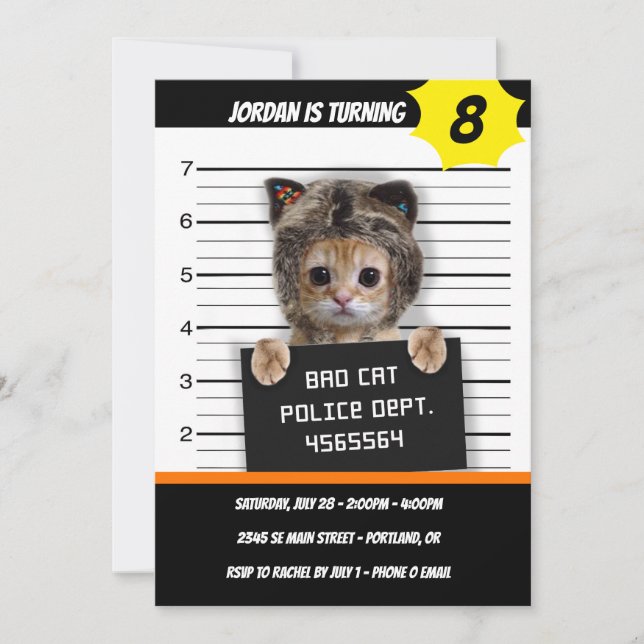 Cute cat bad boy inbjudningar (Framsida)
