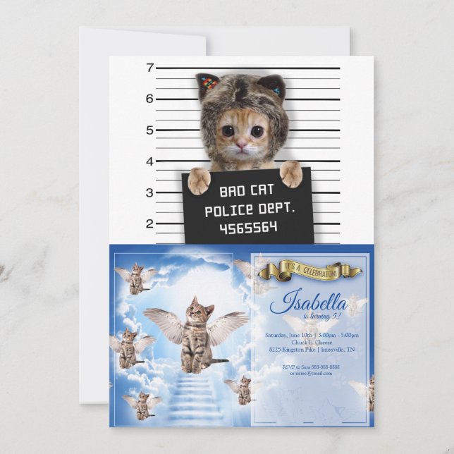 Cute cat bad boy inbjudningar (Framsida)