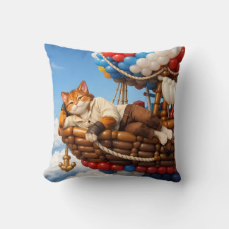 Cute Cat Balloon Adventure Kids Pillow Decor Kudde