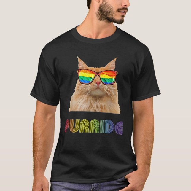 Cute Cat Bära Sunglass Gay pride Women Manar HBT C T Shirt (Framsida)