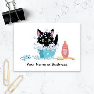 Cute Cat Bath Pet Grooming Visitkort