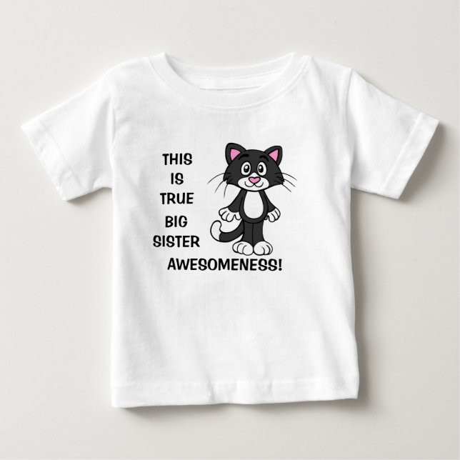 Cute Cat Big Sister Awesomeness Småbarn Dress T-shirt (Framsida)