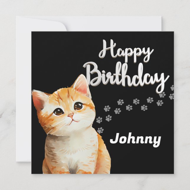 Cute Cat Birday Card Julkort (Framsida)