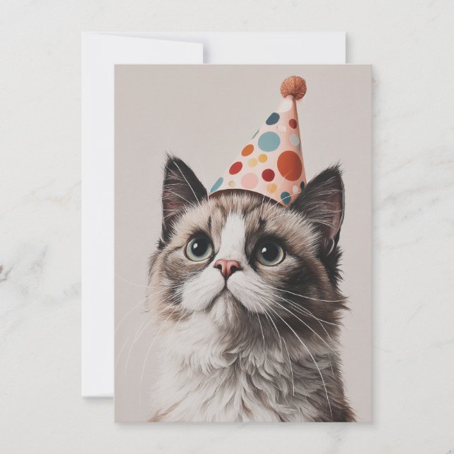 Cute Cat Birthday Card (Framsida)