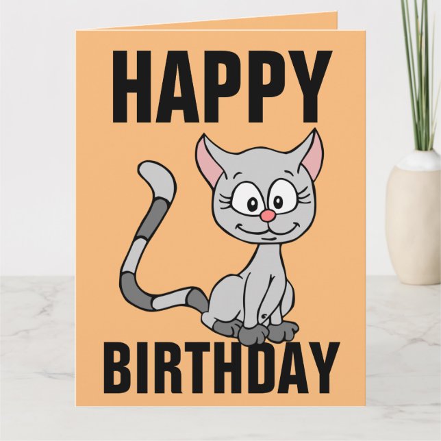 CUTE CAT BIRTHDAY CARD KORT (Framsida)