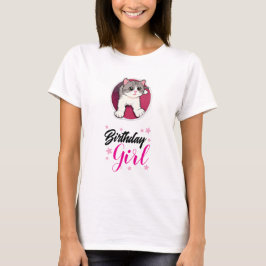 Cute Cat Birthday Girl Graphic T-Shirt