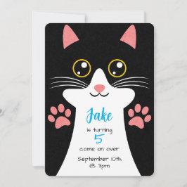 Cute Cat Birthday-inbjudan. Redigerbar text Inbjudningar