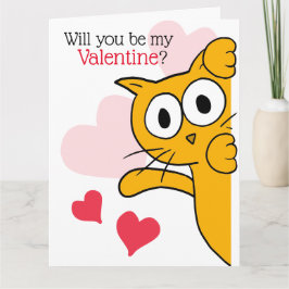 Cute Cat, blir du min Valentine Hälsning Kort