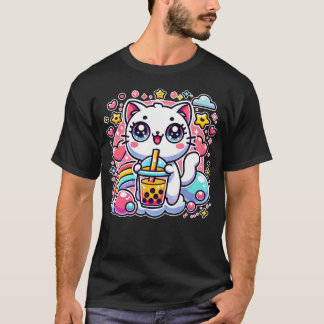 Cute Cat Boba Tea Bubble Tea Anime Kawaii Neko Gif T Shirt