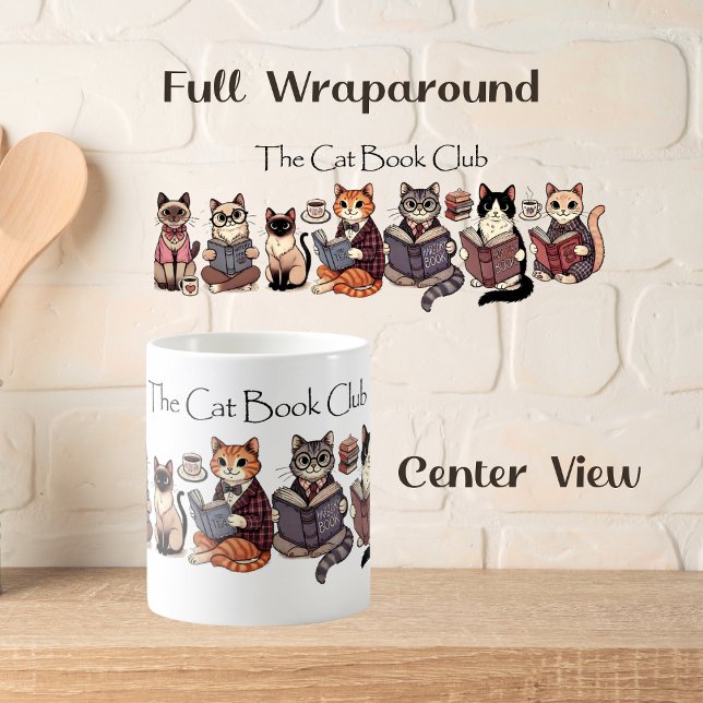 Cute "Cat Bok Klubb" Kaffemugg (Skapare uppladdad)