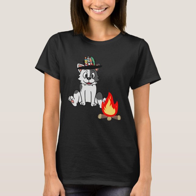 cute cat bonfire  kids t shirt (Framsida)