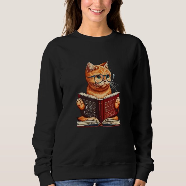Cute Cat & book easily distracted by cat and books T Shirt (Framsida)