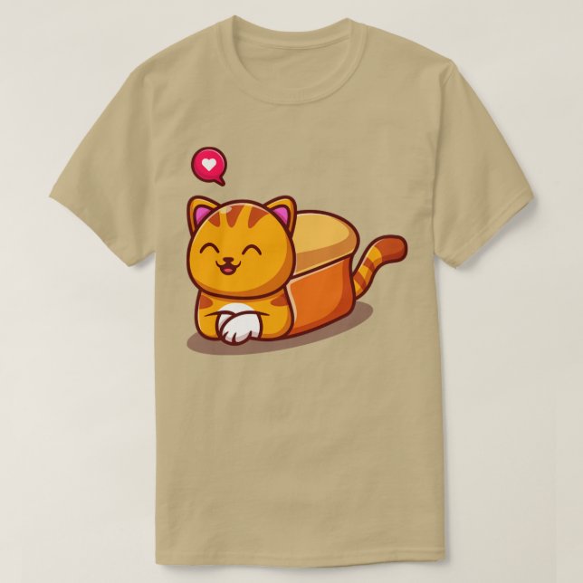 Cute Cat Bread-Tecknad T Shirt (Design framsida)