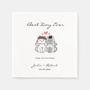 Cute Cat Bride and Groom Bröllop Pappersservett