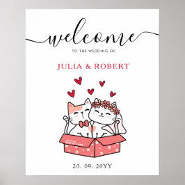 Cute Cat Bride and Groom Bröllop Poster