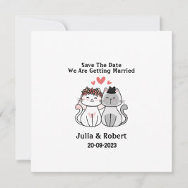 Cute Cat Bride and Groom Bröllop spara datum