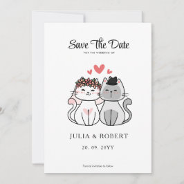 Cute Cat Bride and Groom Bröllop Spara Datumet