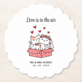 Cute Cat Bride and Groom Bröllop Underlägg Papper